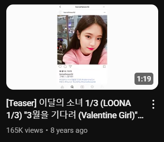 A screenshot of the thumbnail and title for 'Teaser: Loona One Third: Valentine Girl Preview Version.'